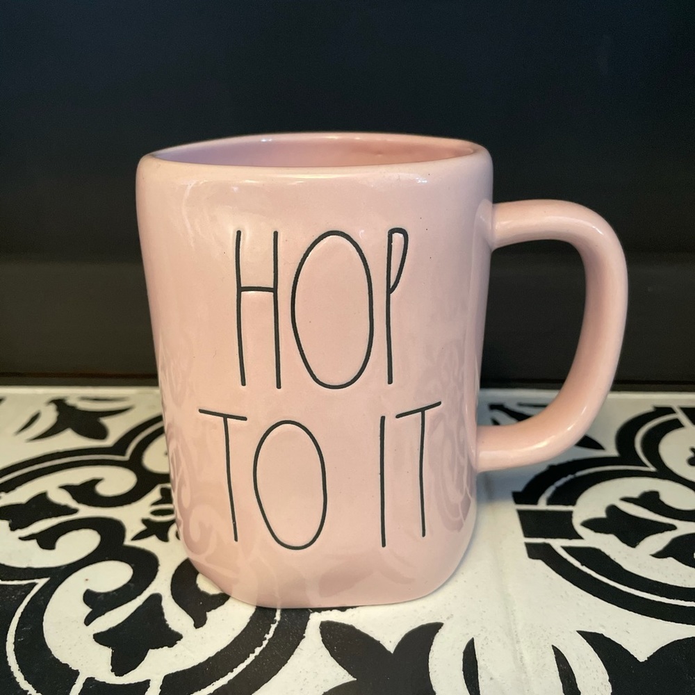 Rae Dunn pink HOP TO IT mug BNWT